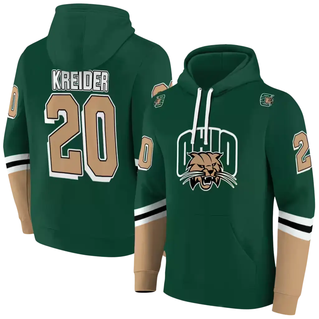 customized ohio bobcats striped sleeves green hoodie fashion forward customized ohio bobcats striped sleeves green hoodie fashion forward