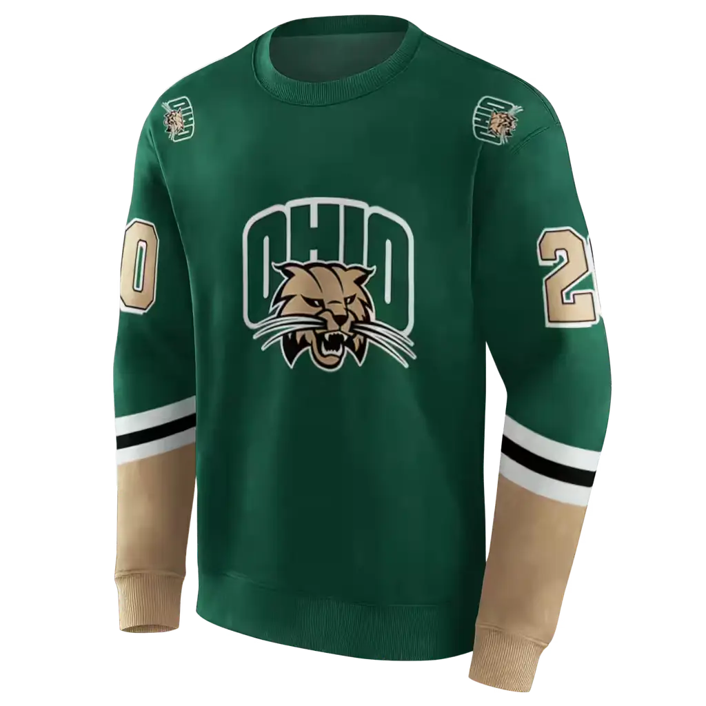 customized ohio bobcats striped sleeves green hoodie new arrival customized ohio bobcats striped sleeves green hoodie new arrival