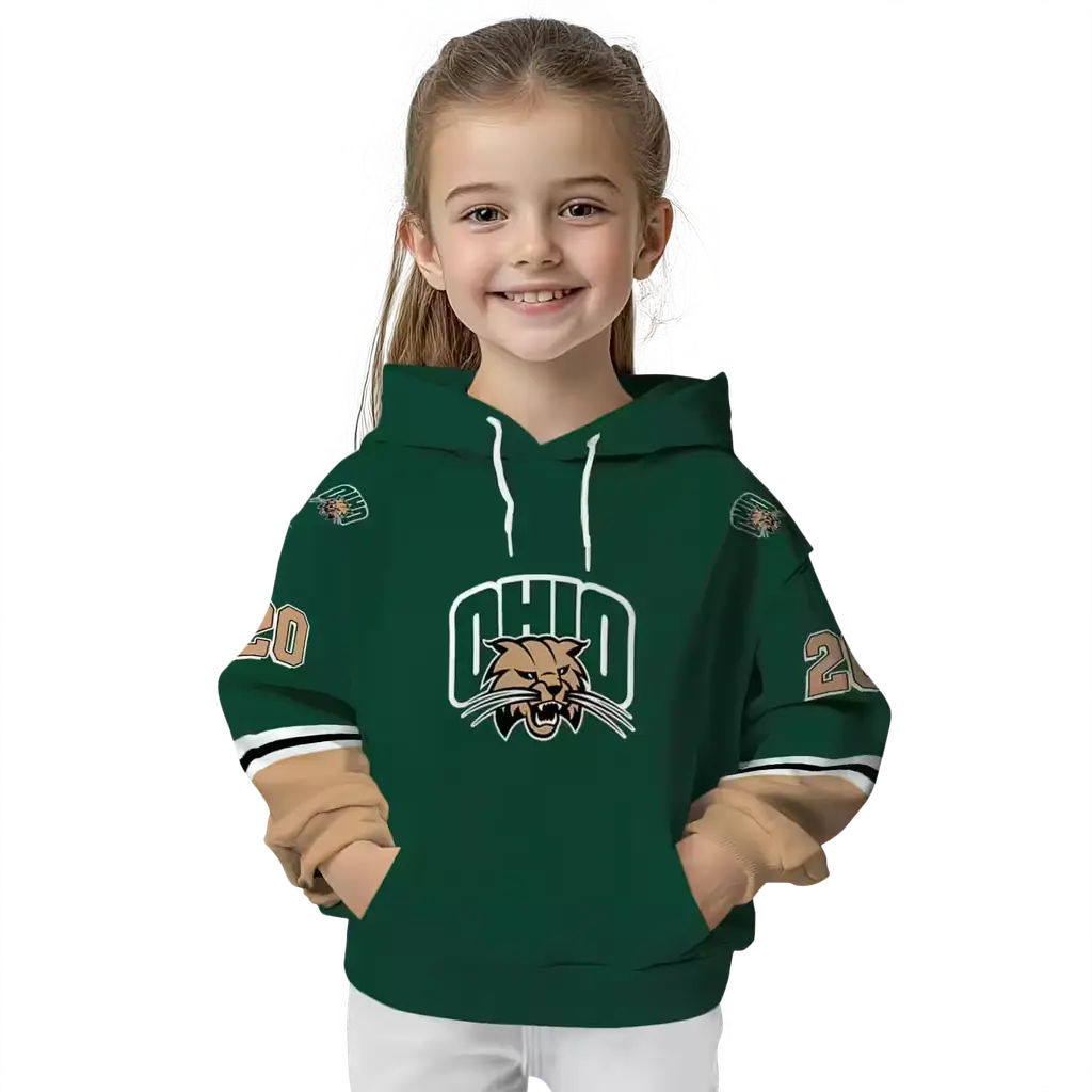 customized ohio bobcats striped sleeves green hoodie top rated customized ohio bobcats striped sleeves green hoodie top rated