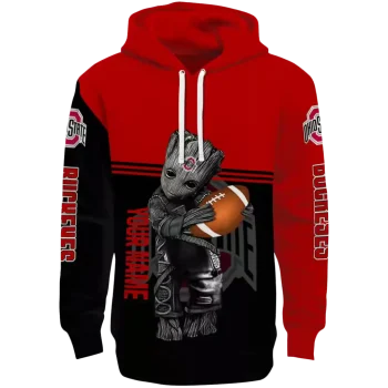 customized ohio state buckeyes baby groot scarlet black hoodie best selling