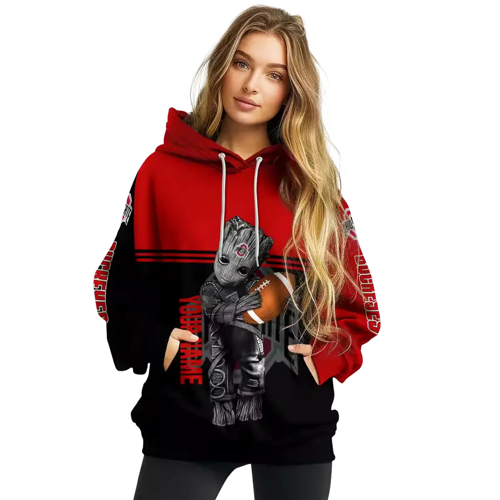 customized ohio state buckeyes baby groot scarlet black hoodie high quality customized ohio state buckeyes baby groot scarlet black hoodie high quality