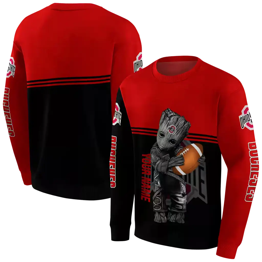 customized ohio state buckeyes baby groot scarlet black hoodie premium grade customized ohio state buckeyes baby groot scarlet black hoodie premium grade