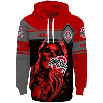 customized ohio state buckeyes grim reaper scarlet black hoodie best selling
