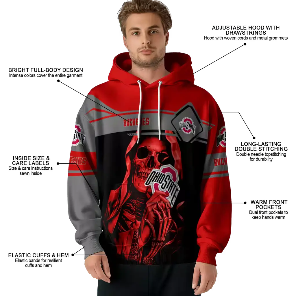 customized ohio state buckeyes grim reaper scarlet black hoodie latest model customized ohio state buckeyes grim reaper scarlet black hoodie latest model