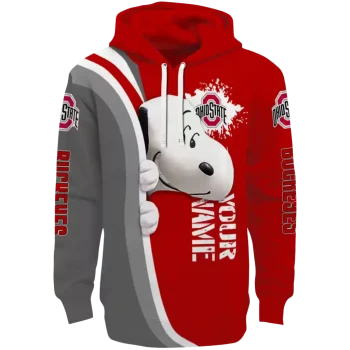 customized ohio state buckeyes peeking snoopy scarlet hoodie best selling