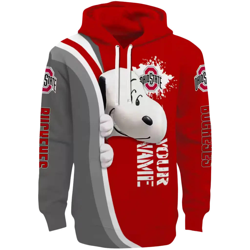customized ohio state buckeyes peeking snoopy scarlet hoodie best selling customized ohio state buckeyes peeking snoopy scarlet hoodie best selling