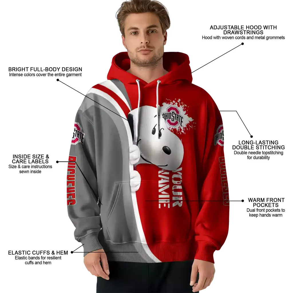 customized ohio state buckeyes peeking snoopy scarlet hoodie latest model customized ohio state buckeyes peeking snoopy scarlet hoodie latest model