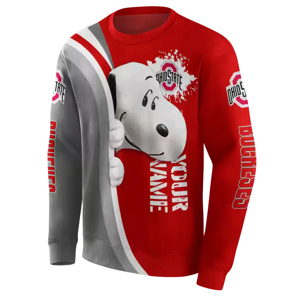 customized ohio state buckeyes peeking snoopy scarlet hoodie new arrival customized ohio state buckeyes peeking snoopy scarlet hoodie new arrival