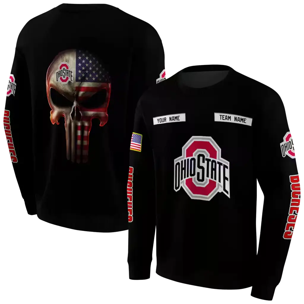 customized ohio state buckeyes punisher skull black hoodie premium grade customized ohio state buckeyes punisher skull black hoodie premium grade