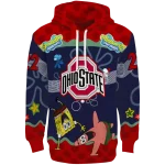 customized ohio state buckeyes spongebob patrick star scarlet navy hoodie best selling