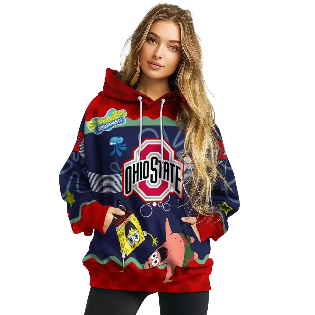 customized ohio state buckeyes spongebob patrick star scarlet navy hoodie high quality customized ohio state buckeyes spongebob patrick star scarlet navy hoodie high quality