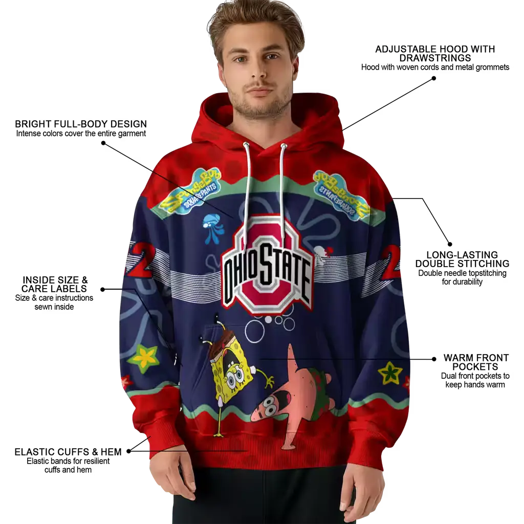 customized ohio state buckeyes spongebob patrick star scarlet navy hoodie latest model customized ohio state buckeyes spongebob patrick star scarlet navy hoodie latest model
