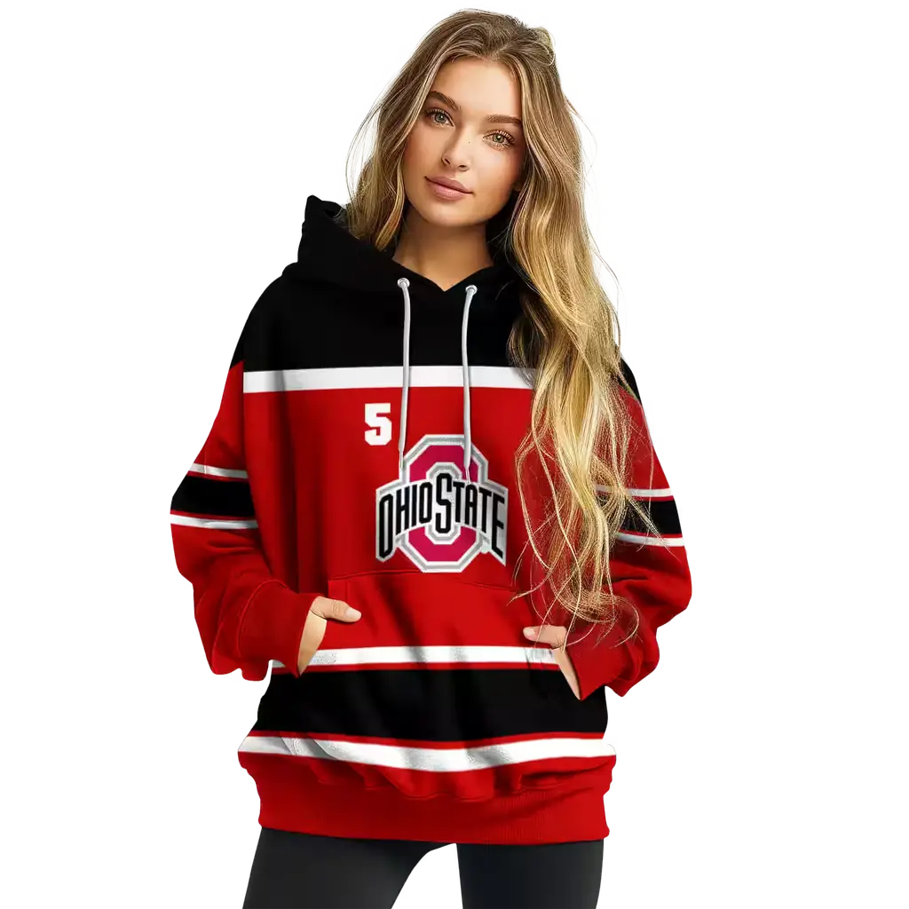 customized ohio state buckeyes striped pattern scarlet hoodie high quality customized ohio state buckeyes striped pattern scarlet hoodie high quality