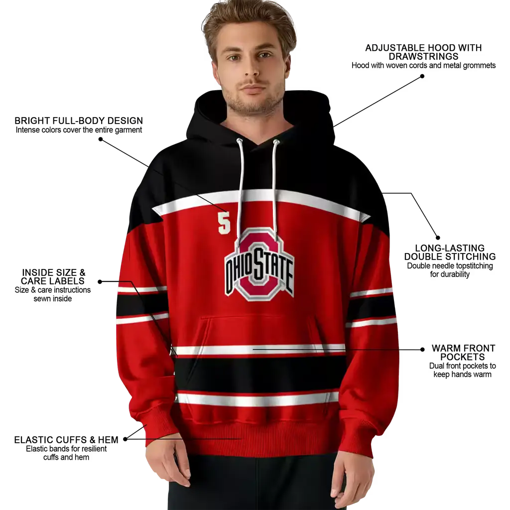 customized ohio state buckeyes striped pattern scarlet hoodie latest model customized ohio state buckeyes striped pattern scarlet hoodie latest model