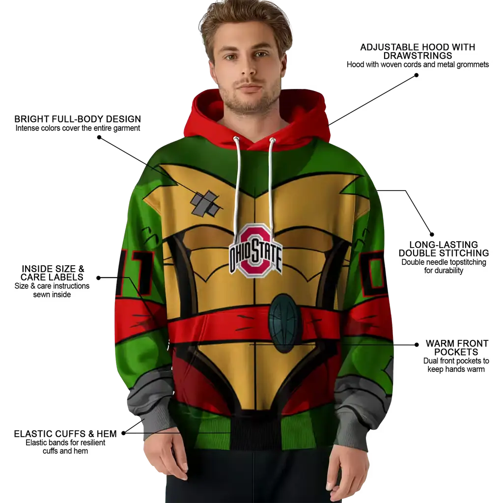 customized ohio state buckeyes superhero armor scarlet green hoodie latest model customized ohio state buckeyes superhero armor scarlet green hoodie latest model