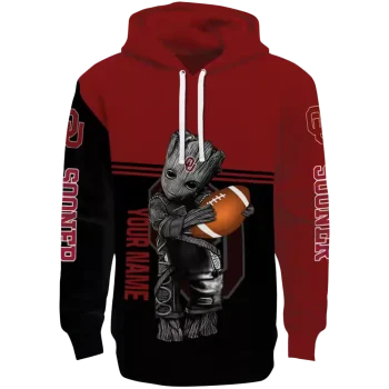 customized oklahoma sooners baby groot crimson black hoodie best selling