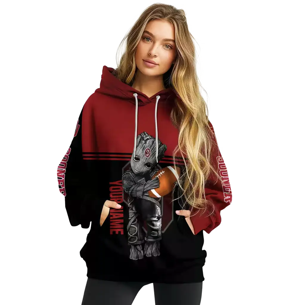 customized oklahoma sooners baby groot crimson black hoodie high quality customized oklahoma sooners baby groot crimson black hoodie high quality