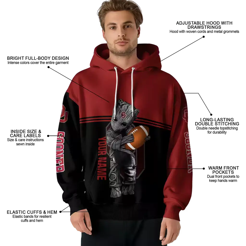 customized oklahoma sooners baby groot crimson black hoodie latest model customized oklahoma sooners baby groot crimson black hoodie latest model