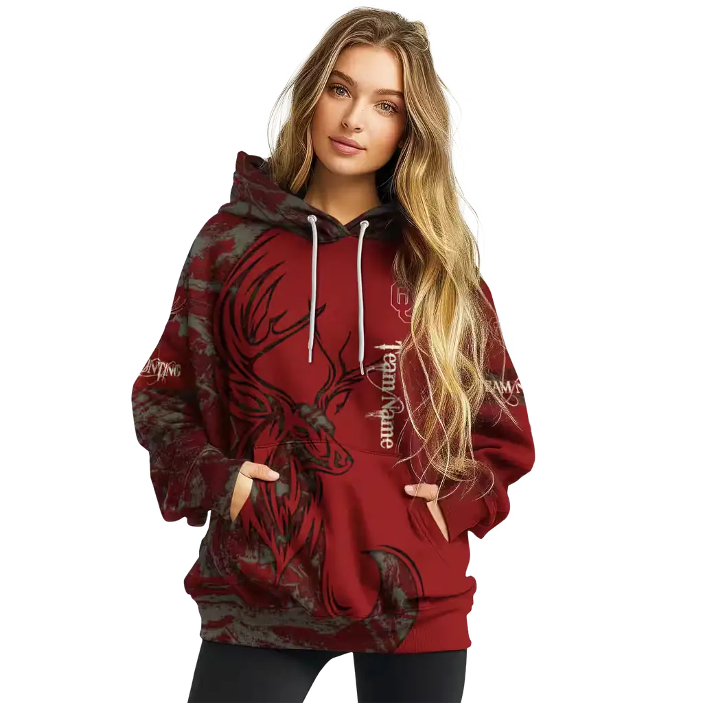 customized oklahoma sooners deer silhouette crimson hoodie high quality customized oklahoma sooners deer silhouette crimson hoodie high quality