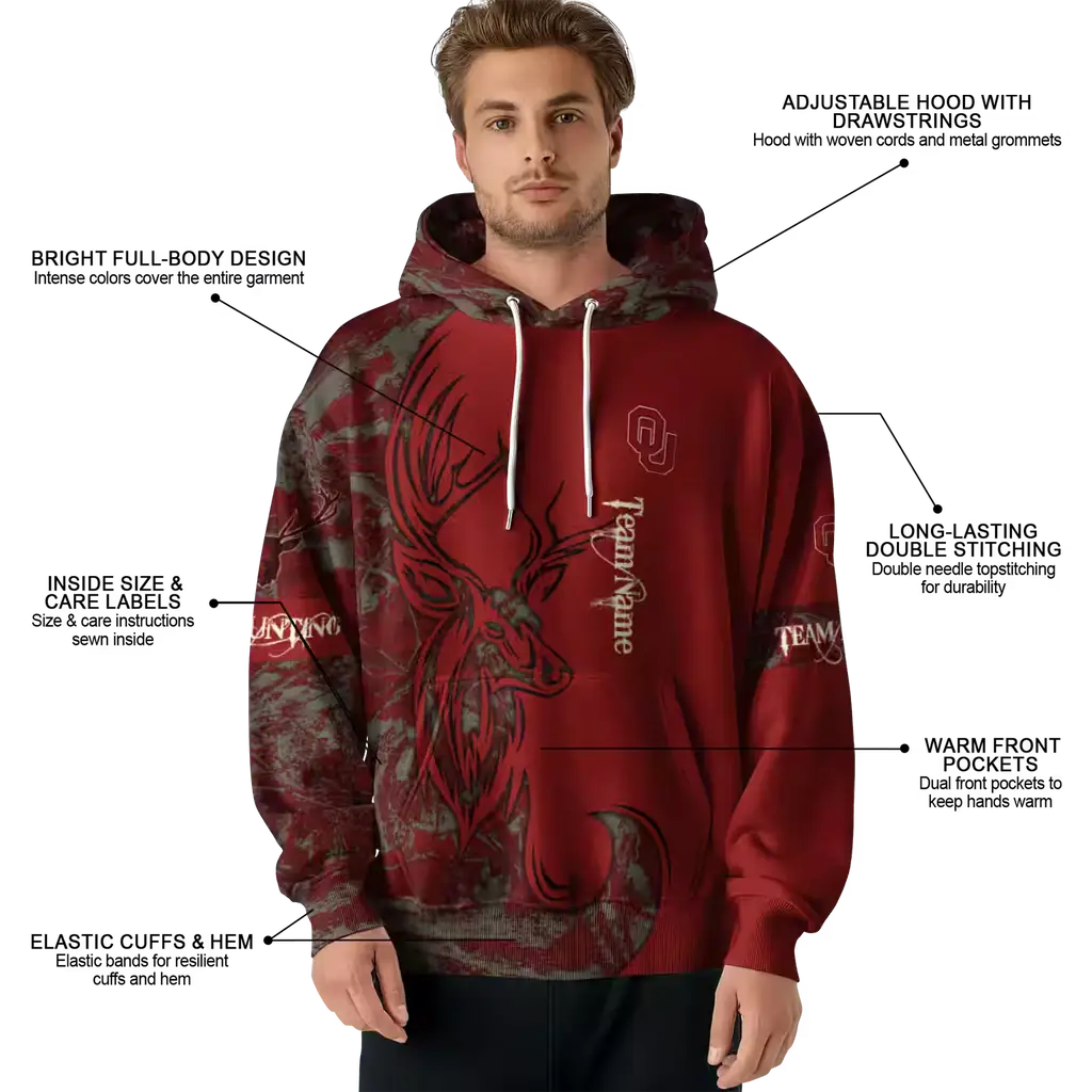 customized oklahoma sooners deer silhouette crimson hoodie latest model customized oklahoma sooners deer silhouette crimson hoodie latest model