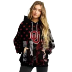 customized oklahoma sooners distressed flag crimson black hoodie best selling