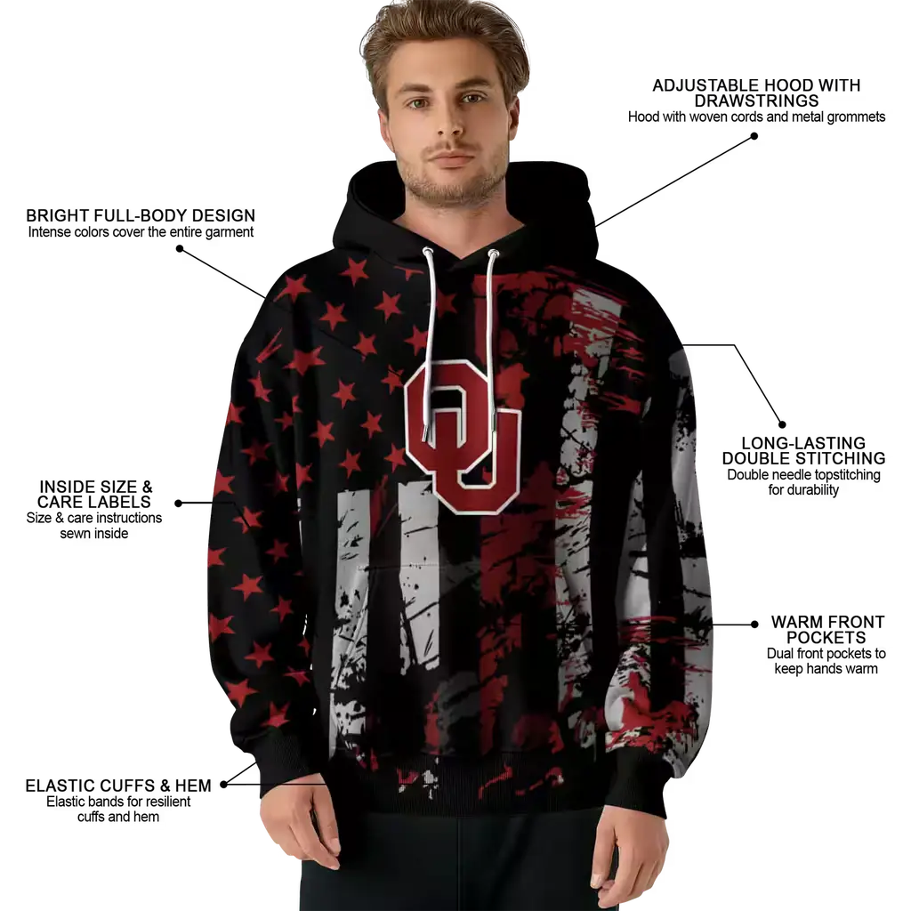 customized oklahoma sooners distressed flag crimson black hoodie latest model customized oklahoma sooners distressed flag crimson black hoodie latest model