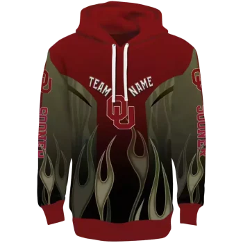 customized oklahoma sooners flame design crimson hoodie best selling