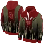 customized oklahoma sooners flame design crimson hoodie best selling