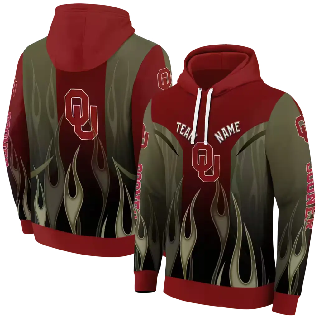 customized oklahoma sooners flame design crimson hoodie fashion forward customized oklahoma sooners flame design crimson hoodie fashion forward