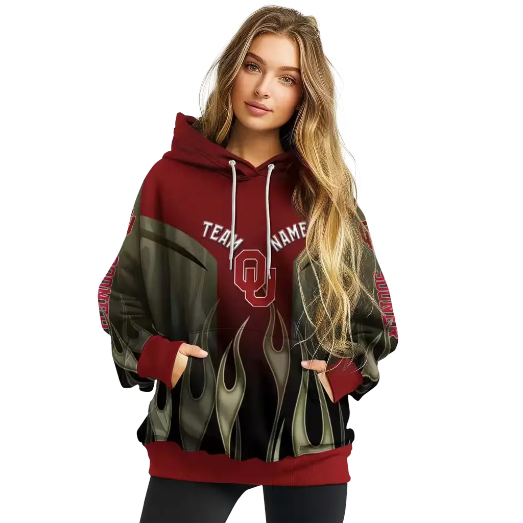customized oklahoma sooners flame design crimson hoodie high quality customized oklahoma sooners flame design crimson hoodie high quality