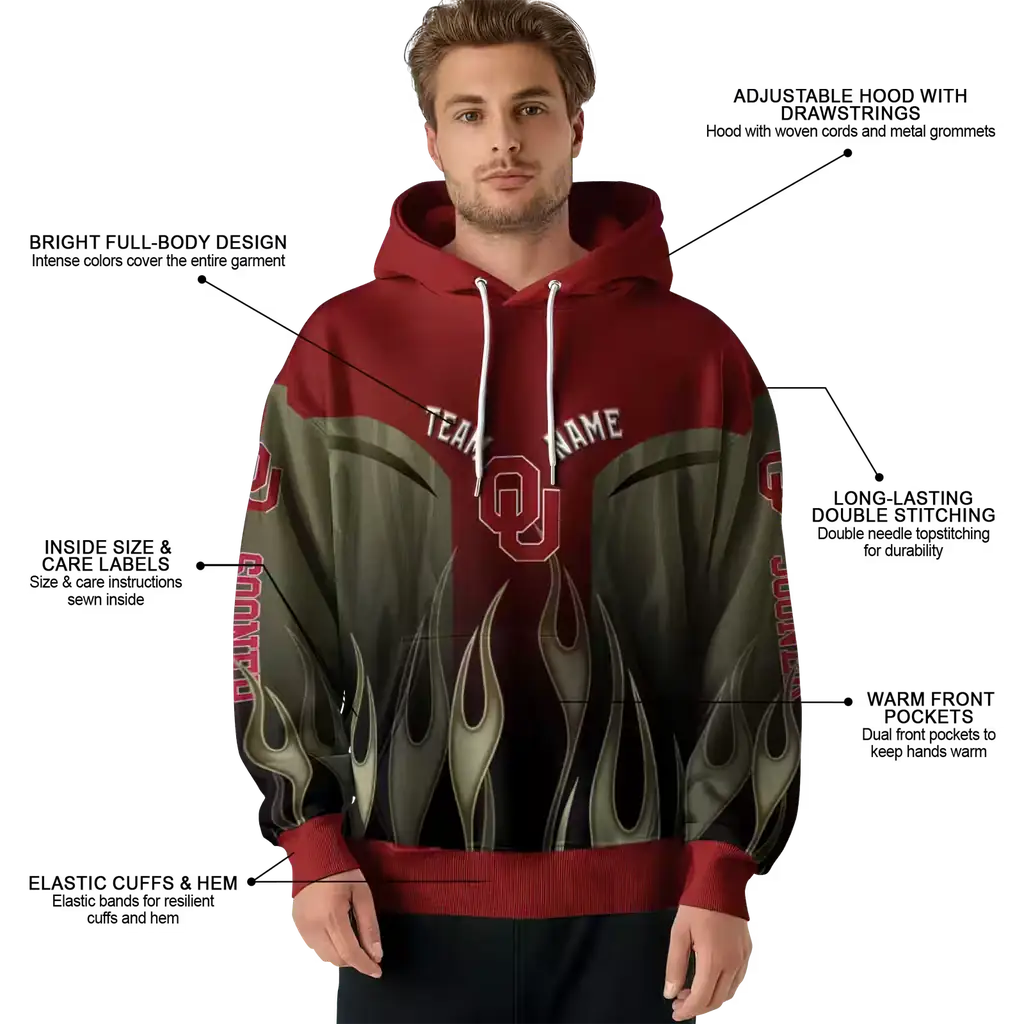 customized oklahoma sooners flame design crimson hoodie latest model customized oklahoma sooners flame design crimson hoodie latest model