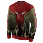 customized oklahoma sooners flame design crimson hoodie best selling