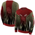 customized oklahoma sooners flame design crimson hoodie best selling