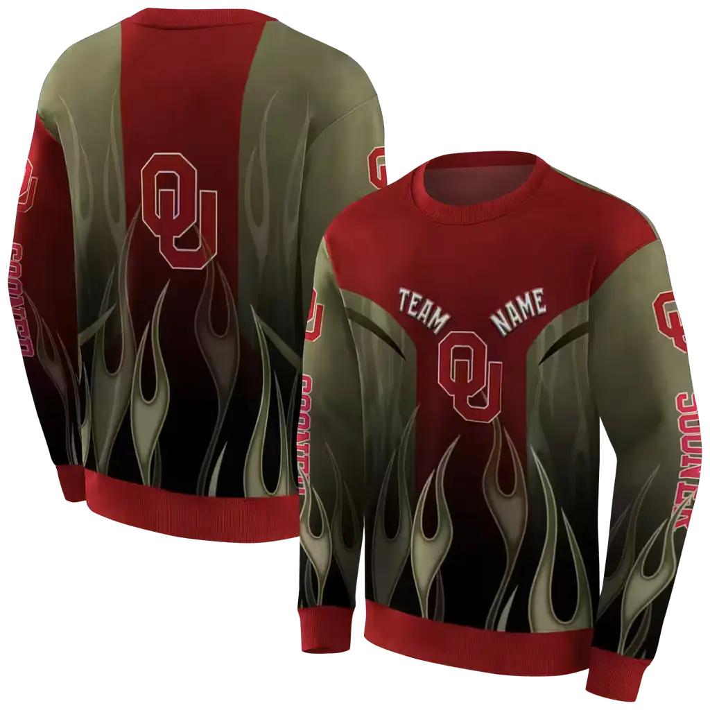 customized oklahoma sooners flame design crimson hoodie premium grade customized oklahoma sooners flame design crimson hoodie premium grade