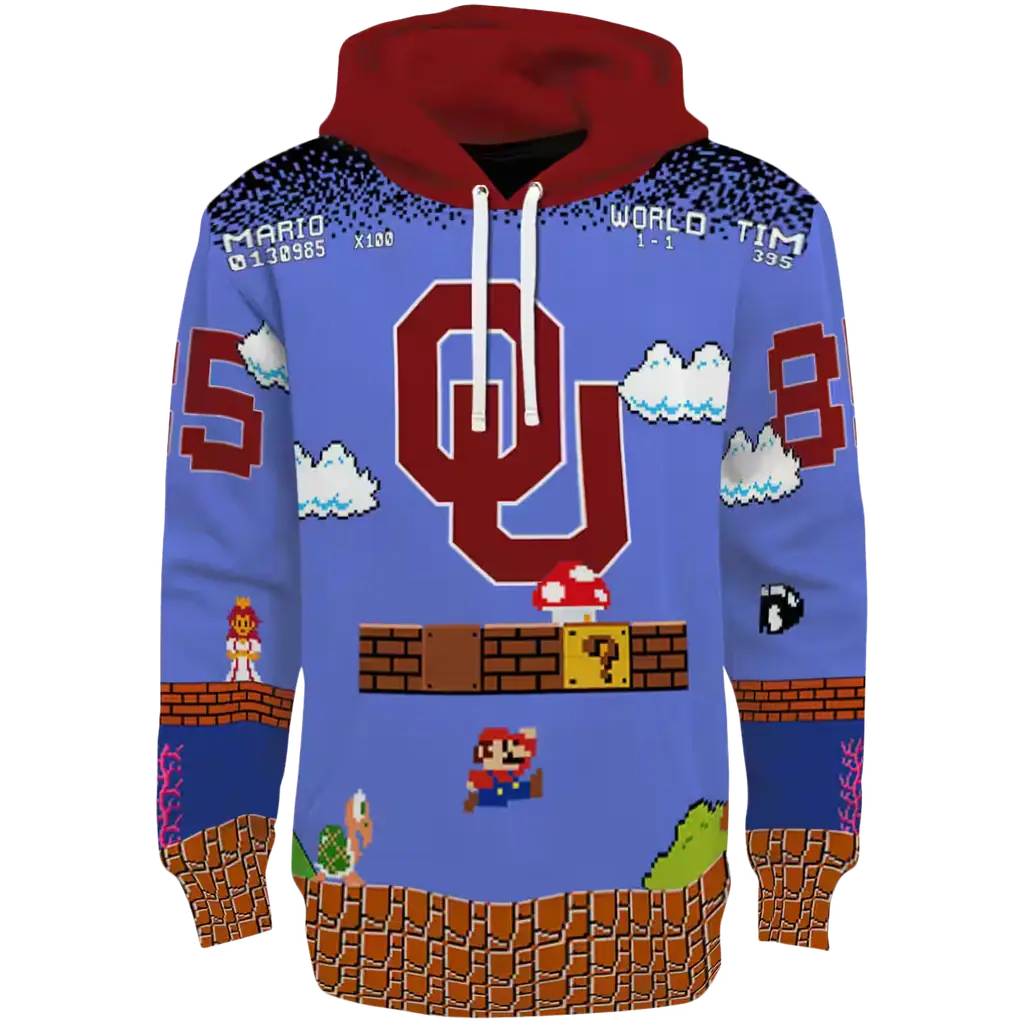 customized oklahoma sooners mario blue black hoodie best selling customized oklahoma sooners mario blue black hoodie best selling