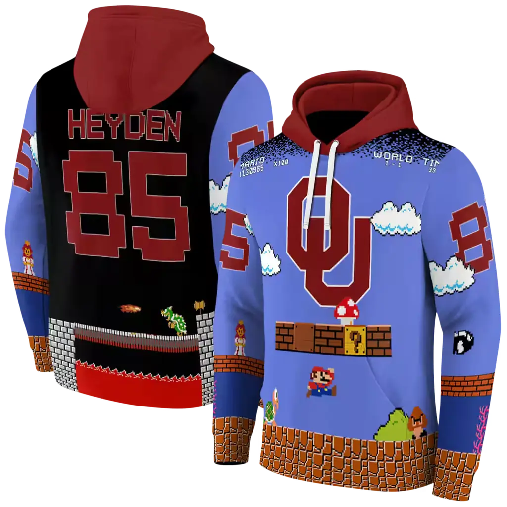 customized oklahoma sooners mario blue black hoodie fashion forward customized oklahoma sooners mario blue black hoodie fashion forward