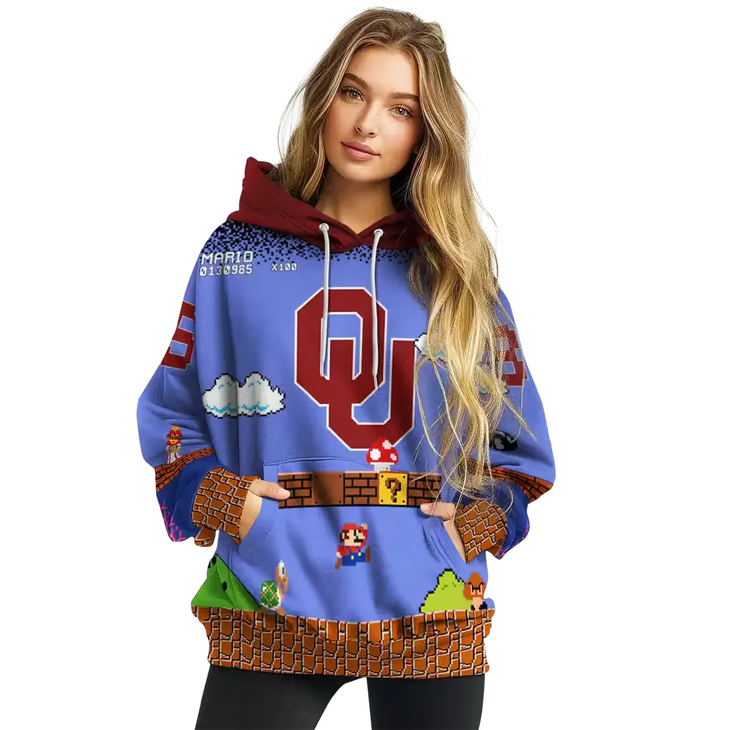 customized oklahoma sooners mario blue black hoodie high quality customized oklahoma sooners mario blue black hoodie high quality