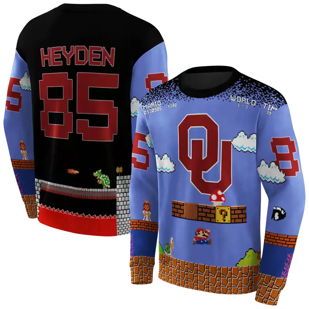 customized oklahoma sooners mario blue black hoodie premium grade customized oklahoma sooners mario blue black hoodie premium grade