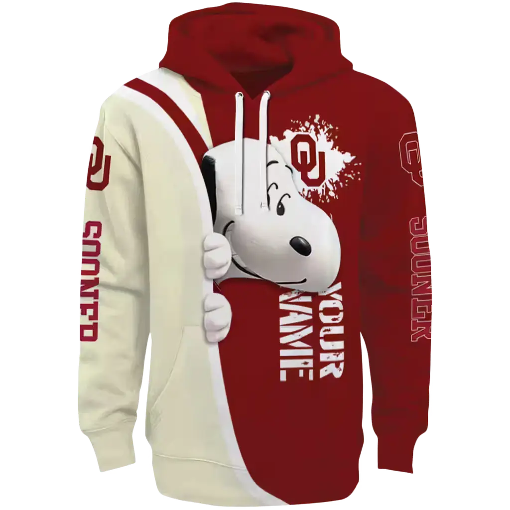 customized oklahoma sooners peeking snoopy crimson hoodie best selling customized oklahoma sooners peeking snoopy crimson hoodie best selling