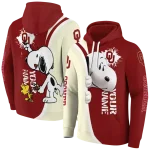 customized oklahoma sooners peeking snoopy crimson hoodie best selling