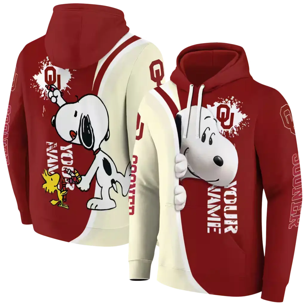 customized oklahoma sooners peeking snoopy crimson hoodie fashion forward customized oklahoma sooners peeking snoopy crimson hoodie fashion forward