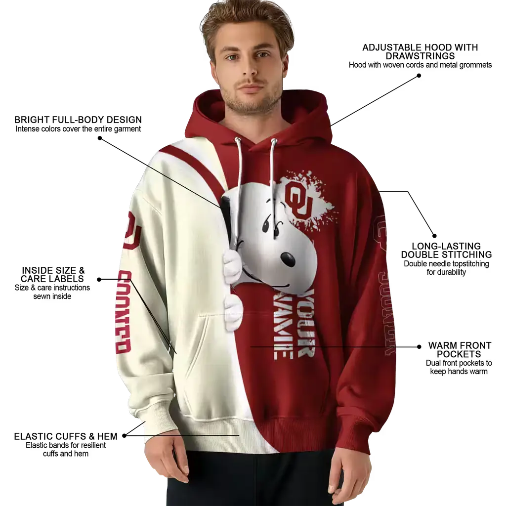 customized oklahoma sooners peeking snoopy crimson hoodie latest model customized oklahoma sooners peeking snoopy crimson hoodie latest model
