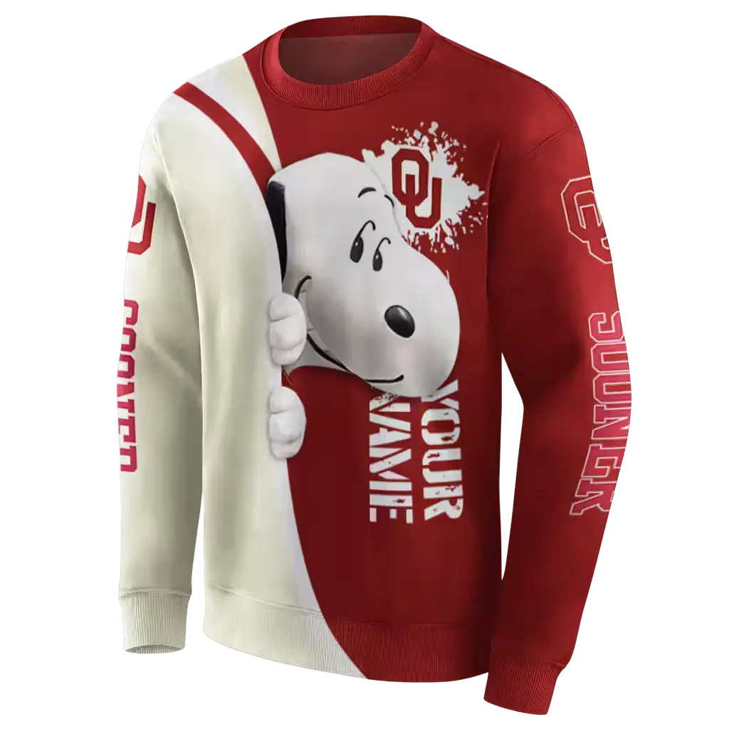 customized oklahoma sooners peeking snoopy crimson hoodie new arrival customized oklahoma sooners peeking snoopy crimson hoodie new arrival