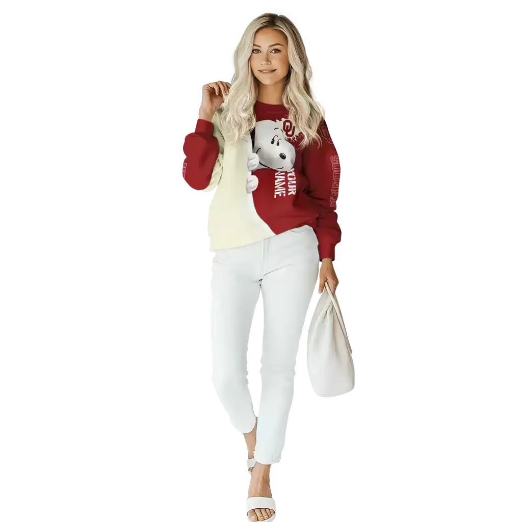 customized oklahoma sooners peeking snoopy crimson hoodie trendy customized oklahoma sooners peeking snoopy crimson hoodie trendy
