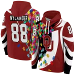 customized oklahoma sooners puzzle pieces crimson hoodie best selling