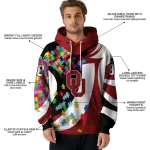 customized oklahoma sooners puzzle pieces crimson hoodie best selling