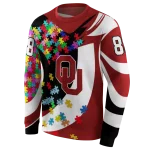 customized oklahoma sooners puzzle pieces crimson hoodie best selling