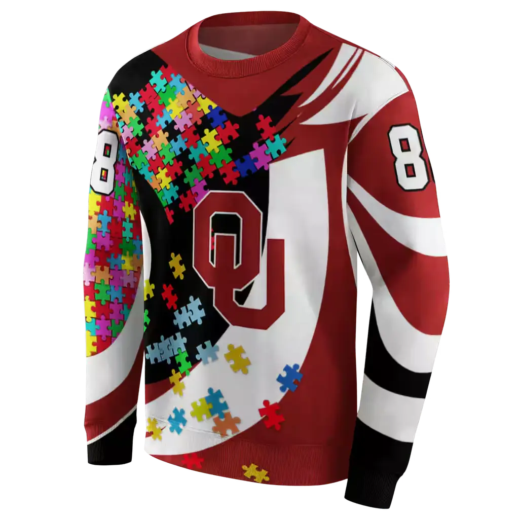 customized oklahoma sooners puzzle pieces crimson hoodie new arrival customized oklahoma sooners puzzle pieces crimson hoodie new arrival