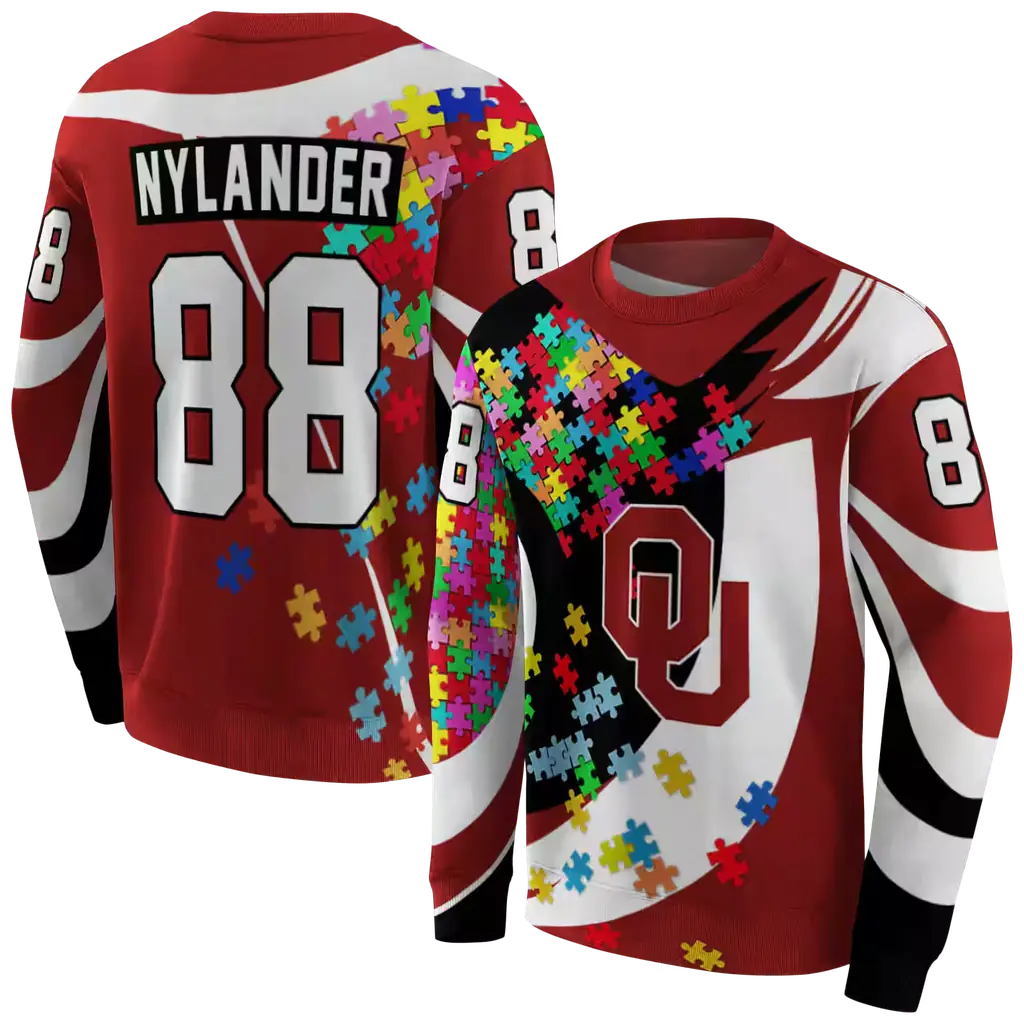 customized oklahoma sooners puzzle pieces crimson hoodie premium grade customized oklahoma sooners puzzle pieces crimson hoodie premium grade