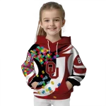 customized oklahoma sooners puzzle pieces crimson hoodie best selling